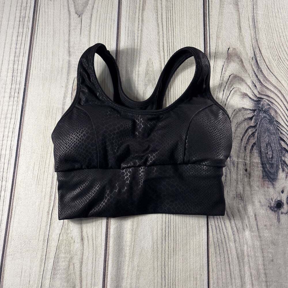 Nova Sport Black Snake Print Sports Bra Size Small Faux Leather Look